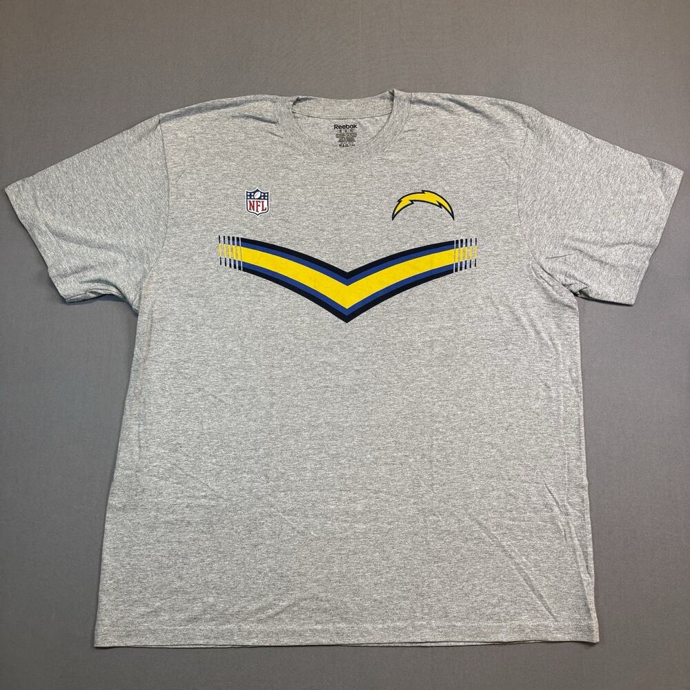 Rebook NFL San Diego Chargers T Shirt Mens 3XL Gray Lightening Bolt NWOT